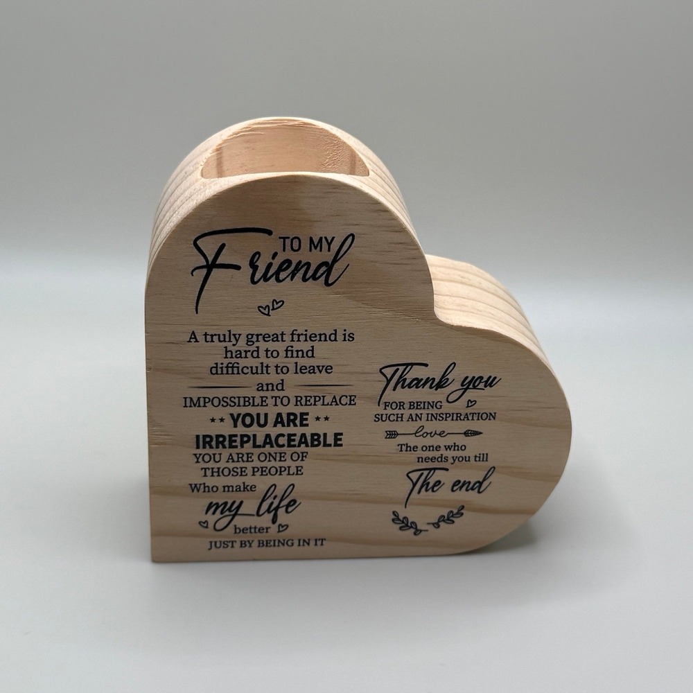 Wooden friendship tea light holder